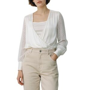 White House Black Market Long Sleeve Blouse Ivory